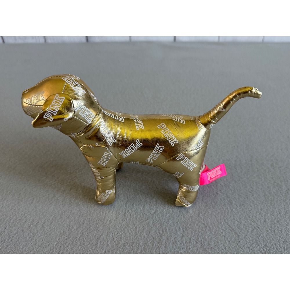 Victoria's Secret PINK Plush Dog Mascot Metallic Gold Logo